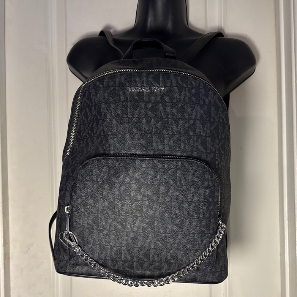 Michael Kors Black Backpack with Chain Detail
